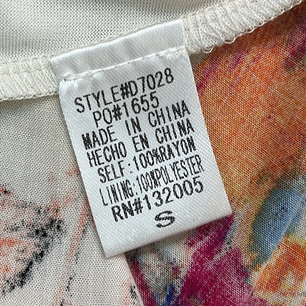 ENTRO FIT AND FLARE FLOWY RAYON DRESS COLORFUL WITH CREAM LINED SZ SM NWT - Picture 13 of 16